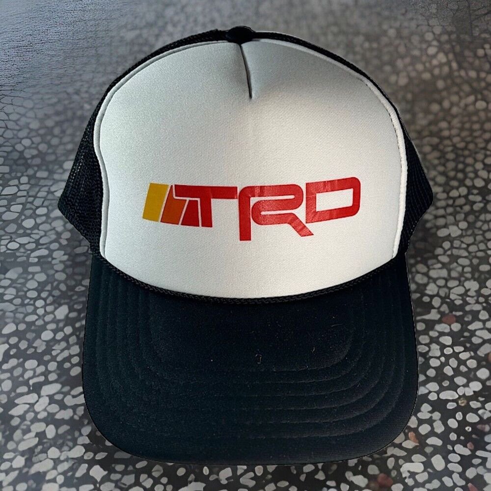 TRD Toyota Racing OTTO Black/White Mesh Trucker Style SnapBack Hat Cap